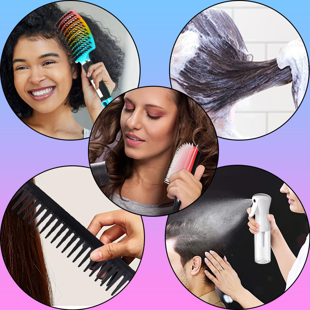 12Pcs Detangling Brush Set for Curly Hair, Curly Hair Brush with Sleep Bonnet Afro America/African 3a to 4c Texture, Easier and Faster on Wash Days