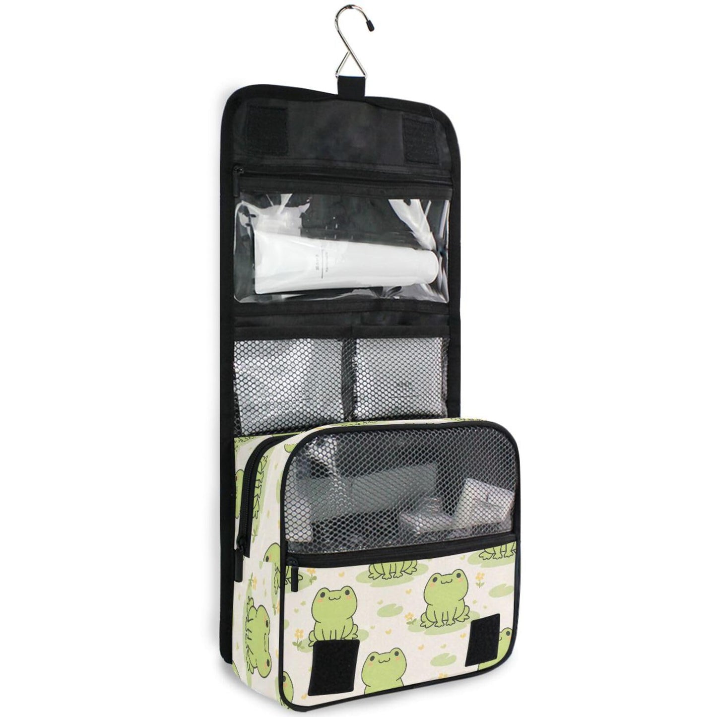 MNSRUU Hanging Toiletry Bag Cute Frog Makeup Travel bag for Toiletries Portable Toiletry Organizer Bags Clear Toiletry Cosmetic Kit