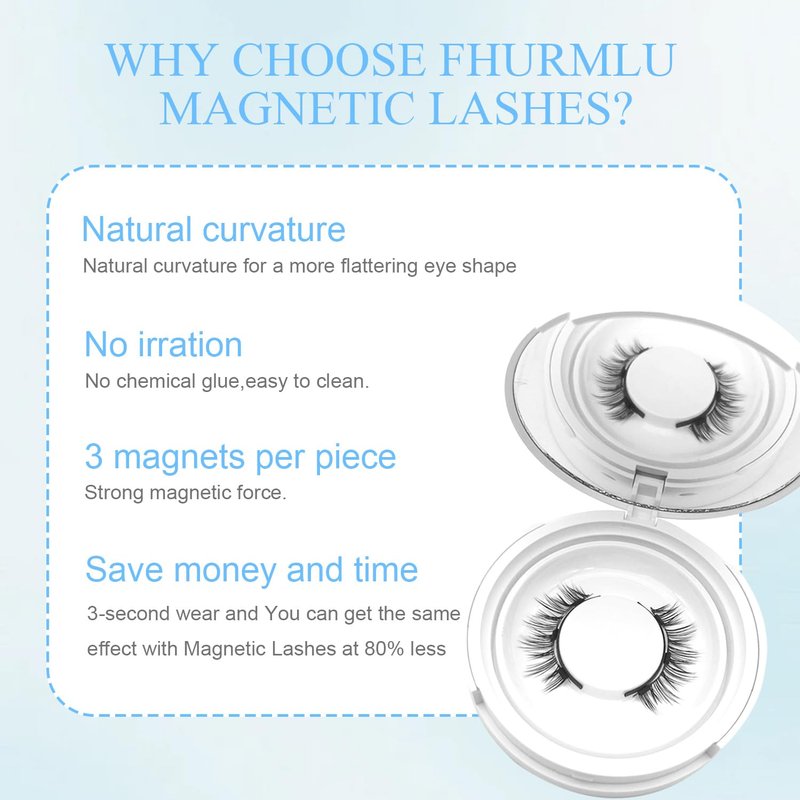 Hunnyfit Magnetic Eyelashes with Applicator,No Glue Needed Soft La shes Kit,Reusable Magnet Eyelashes Natural Look(Natural)