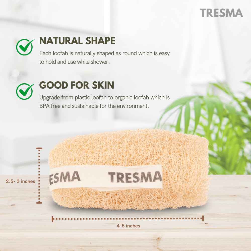 Natural Loofah Body Sponge, Plant-Based Exfoliating Scrubber for Men & Women, Organic Loofahs for Deep Cleansing & Skin Smoothing (Natural) (3 Pack)