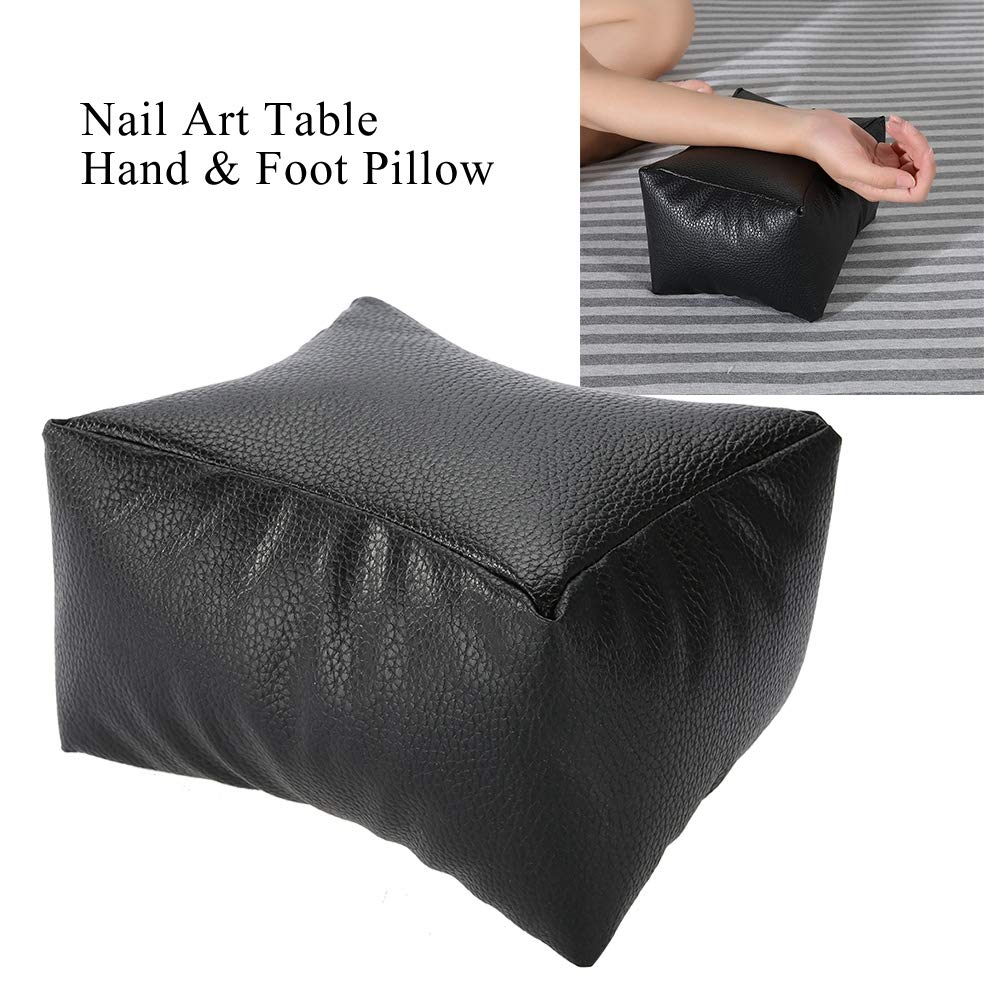 Hand Rest Pillow,Pedicure Foot Rest PU Nail Art Table Hand & Foot Pillow with Soft Fillings for Arm Rest Salon Manicure(Black)