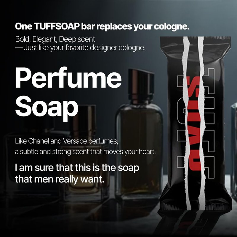 4-in-1 Men’s Fragrance Soap Bar | Natural All-in-One Body, Face, Hair & Shaving - 11 oz, TUFF RED (Energy) / TUFF GREEN (Skin Protection)