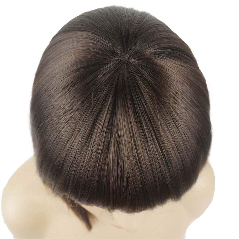 Short Straight Bob Wig with Cute Flat Bangs | Synthetic Women’s Hairpiece - 6 Chestnut Brown