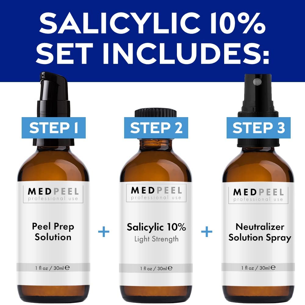 MedPeel Salicylic Acid 10% Essential Peel Kit, Includes Peel, Prep