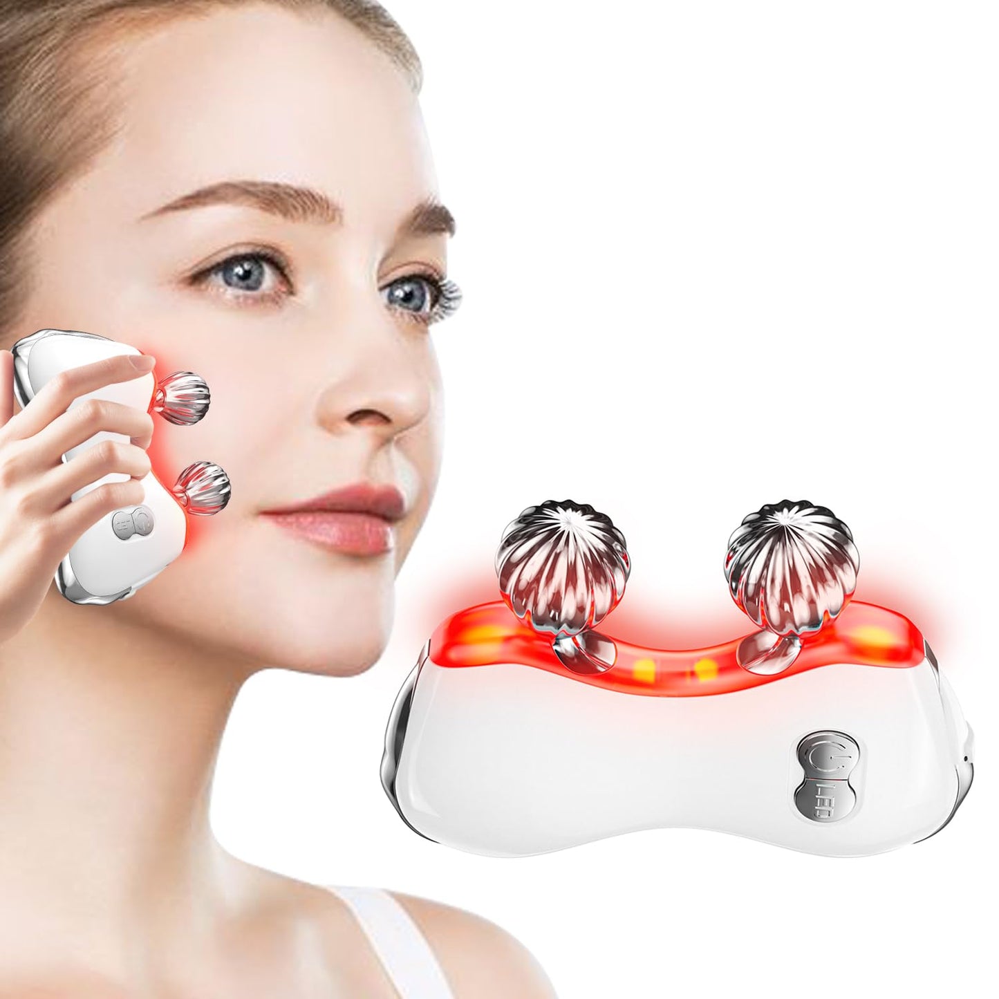 MEBAO Electric Gua Sha Facial Tools, Facial & Body Massager Tools with Heat and Vibration, 5 LED Lights Gua Sha Device with 2 Metal Roller for Eyes, Neck, Face