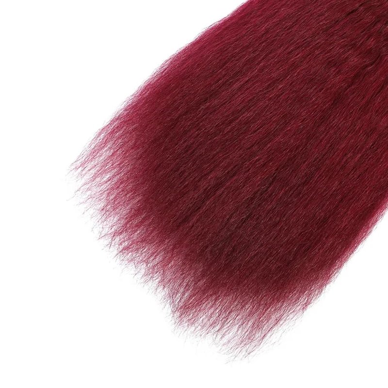 99J Human Hair Bundles Red Kinky Straight Human Hair Bundle Burgundy Yaki Bundle 20 20 20 inch Wine Red Bundles 300g