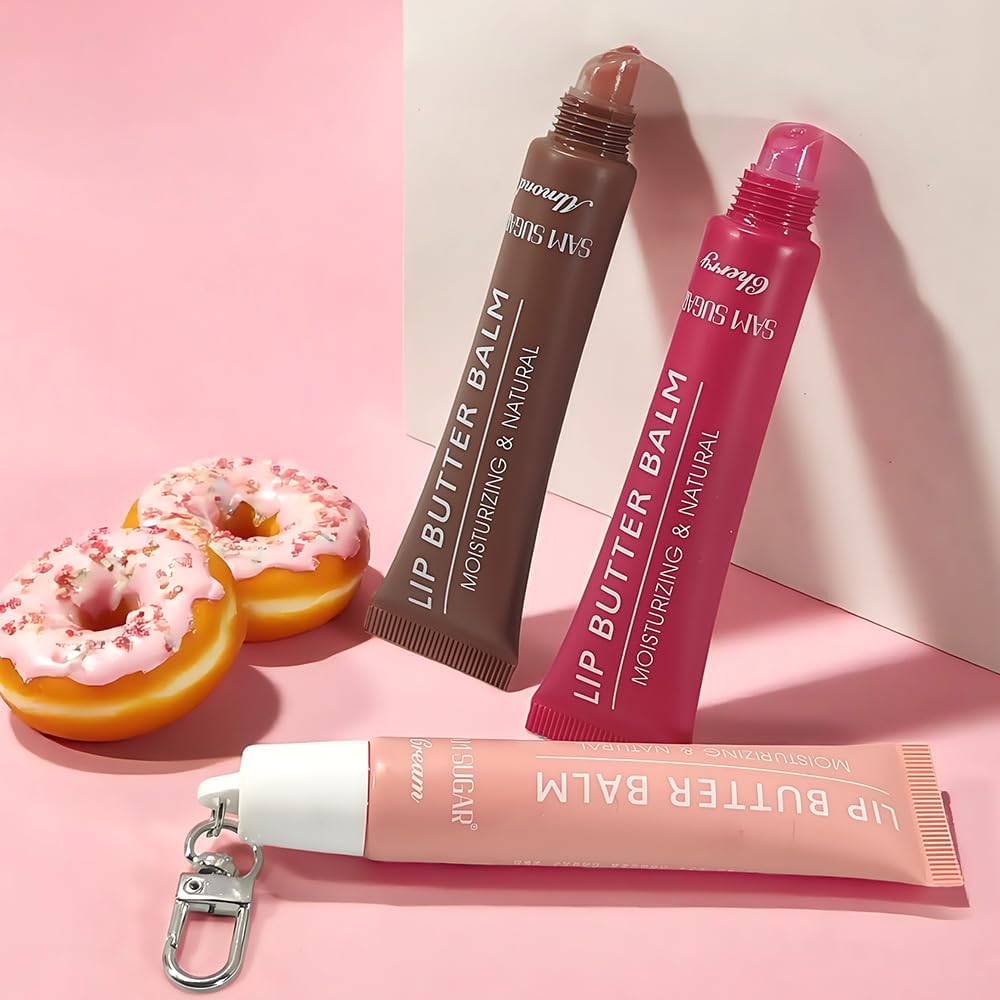 SAM SUGAR 5pcs Lip Balm Set - Hydrating Tinted Lip Gloss & Moisturizing Lip Butter for Dry Lips | Non-Sticky Care