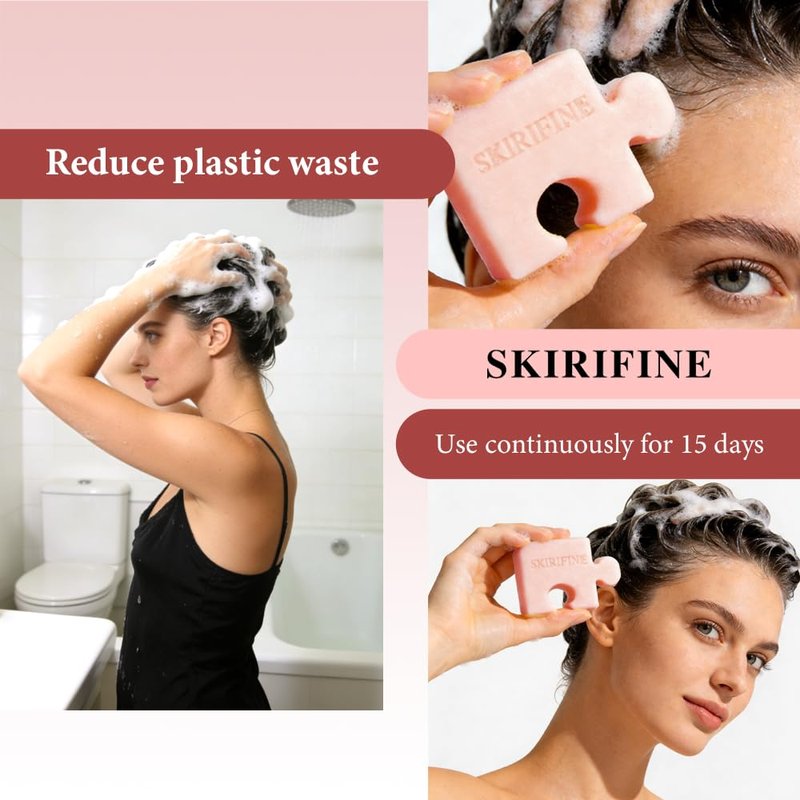SKIRIFINE Puzzle-Shaped Grapefruit Solid Shampoo Bar - Energizing & Clarifying for Oily Hair - Invigorating Scent, Vegan & Zero-Waste (3.5oz)