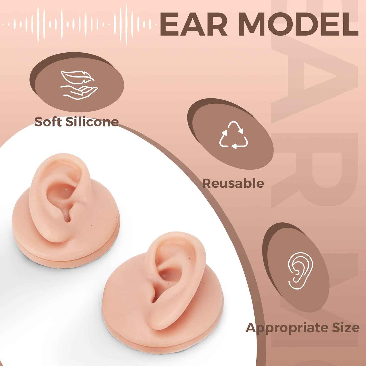 7Pcs Soft Silicone Flexible Model Body Part Displays Set, Body Piercing Practice Model Simulation Ear Eye Nose Mouth Tongue and Belly Button Model for Novice Piercer (Medium Fleshcolor)