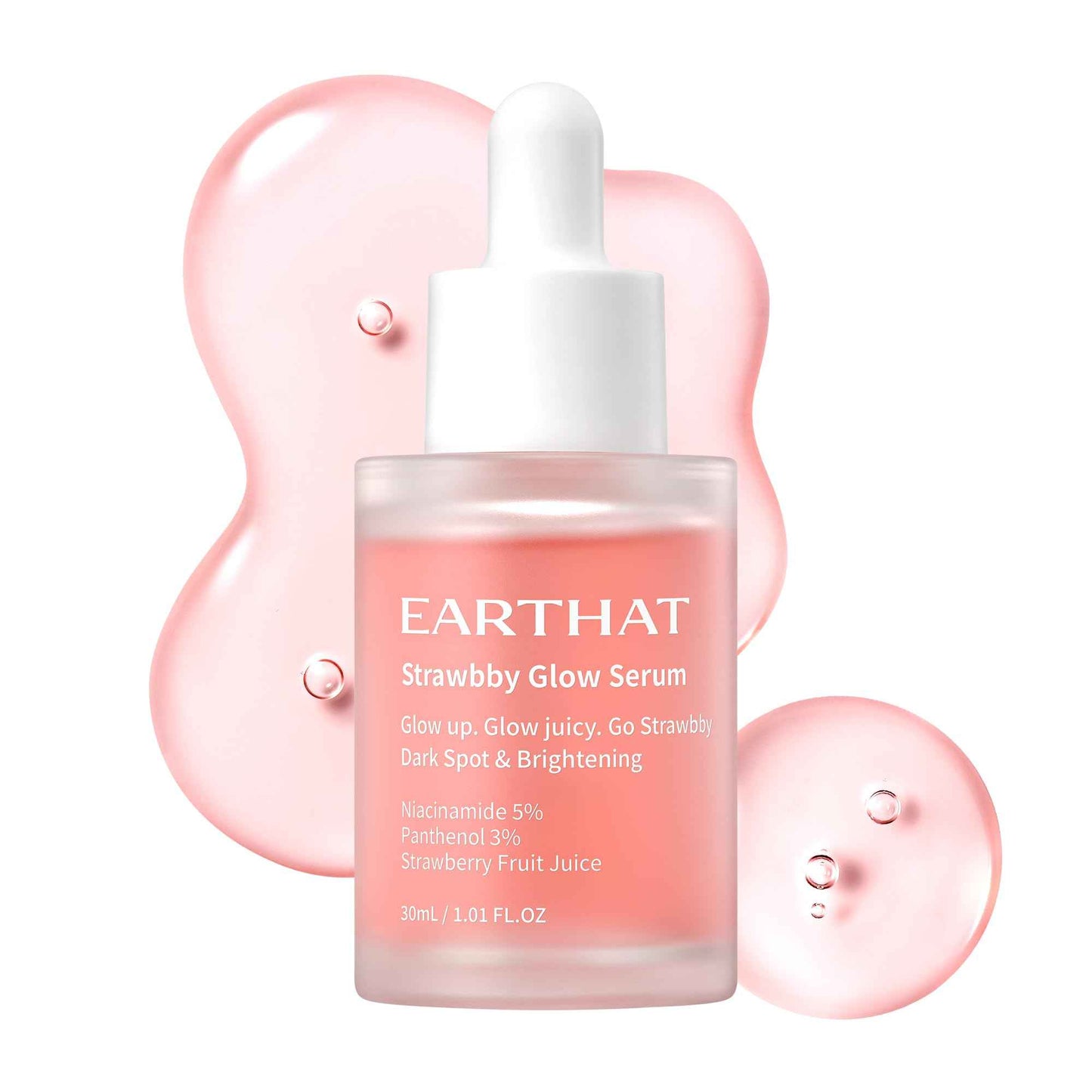 EARTHAT Strawbby Glow Serum - Brightening & Hydrating Korean Dark Spot Corrector Skincare with Fermented Strawberry Juice, Niacinamide 5%, Panthenol 3% and Centella Asiatica for Glass Skin, 30ml