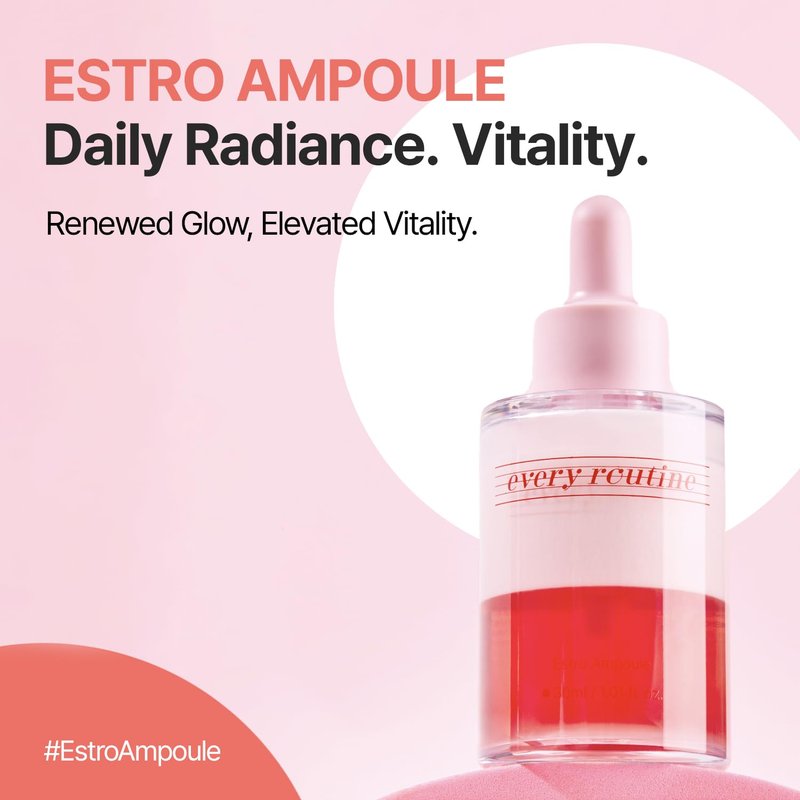 every routine Estro Ampoule – Vegan Collagen Water & 13 Hyaluronic Acids Serum with Pomegranate and Soy Extracts for Hydration, Radiant Glow & Firm Skin 30 ml, 1.01 fl oz