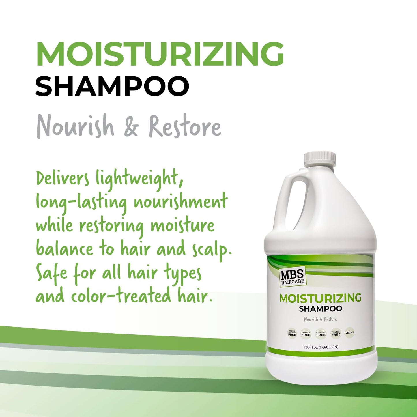 MBS Haircare Moisturizing Shampoo (1 Gal) - Sodium Chloride Free, Paraben Free, Vegan