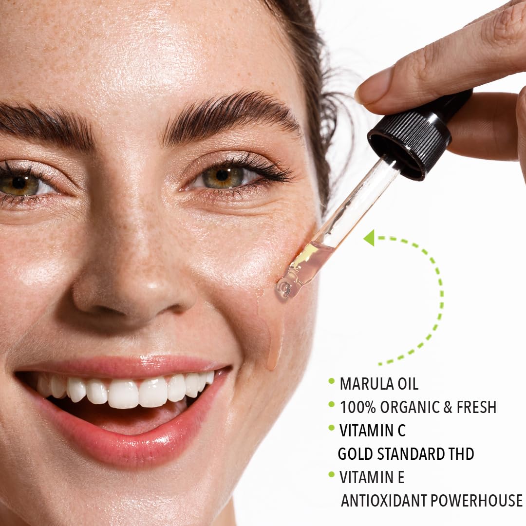 Virgin Marula Face Oil - Hydrating & Radiance Boosting | Supercharged with Vitamin C & E | Organic, Vegan, Cruelty-Free