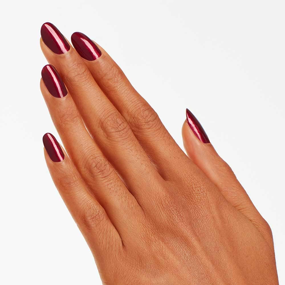 OPI Nail Lacquer Bogotá Blackberry | Opaque Dark Red Pearl Chip Resistant Nail Polish | Fast Drying, Streak Free