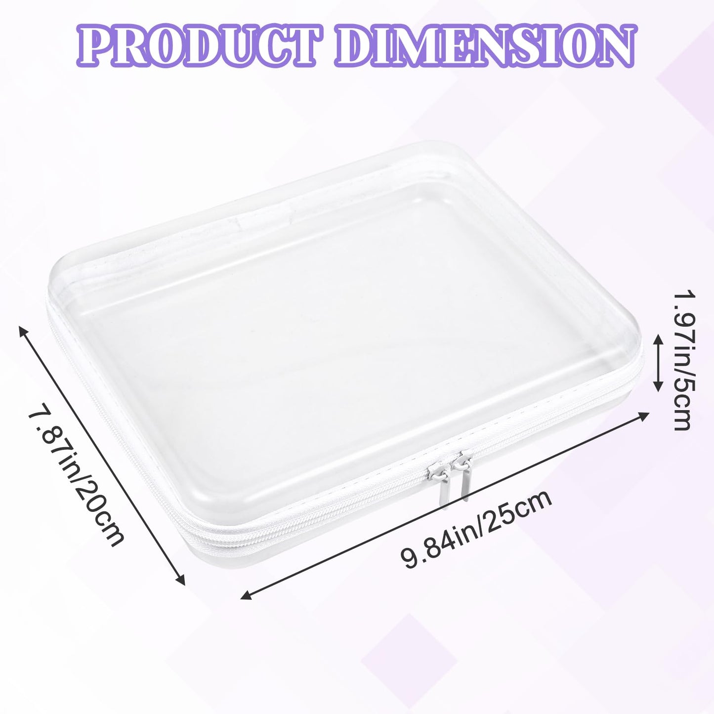 4 Pack Clear Hard Shell Zipper Case, 8×9" Plastic Clear Storage Zipper Case, Transparent Waterproof Hard Pouches for Makeup Cosmetic Snacks Building Blocks Puzzles Doll Storage Cases, Multicolor,M