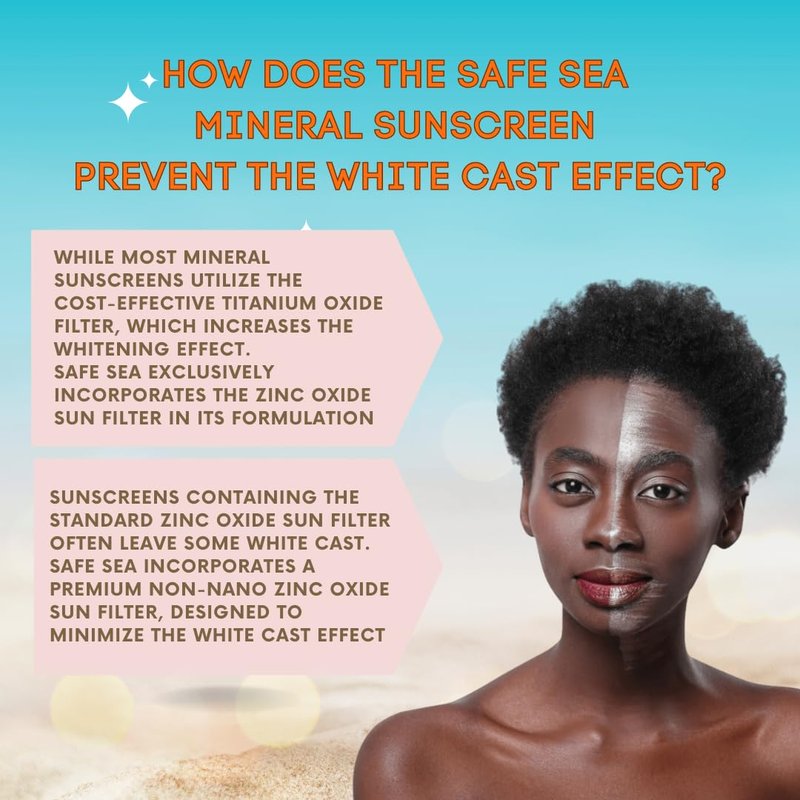 Safe Sea Zinc Oxide Sunscreen SPF50 | Clear Mineral Face Sunscreen Without White Cast | Anti-Jellyfish Sting Protective Lotion | Coral Reef Safe | Travel Size - 2Oz (60ml), Pack of 2
