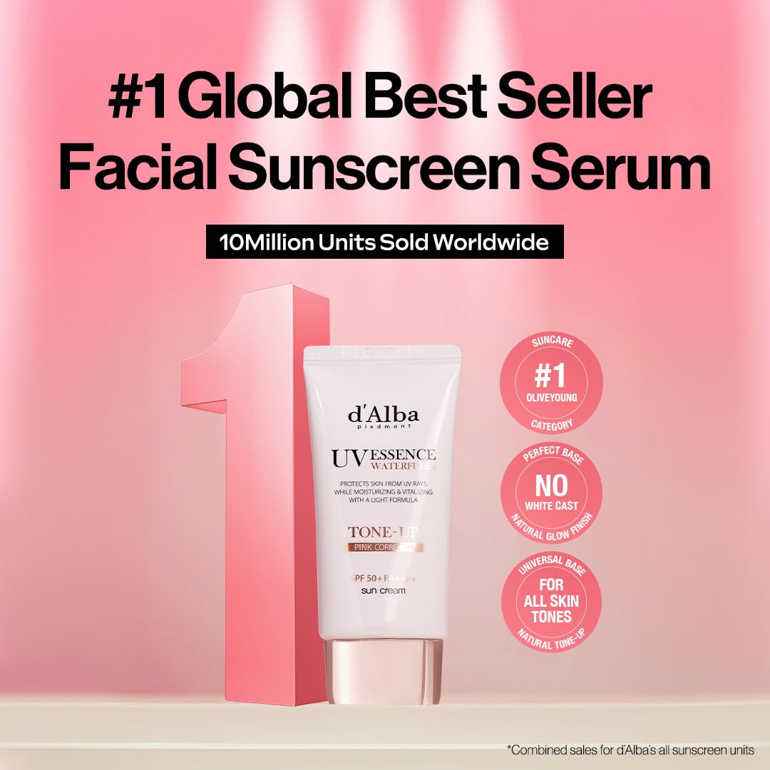 d'alba Waterfull Tone-Up Sunscreen Serum - Broad Spectrum SPF 50 | Korean Face Sunscreen for All Skin Tones (2 x 1.69 fl. oz.)
