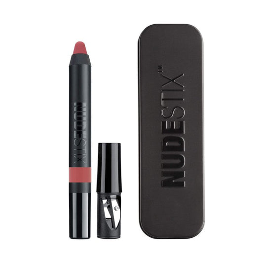 Nudestix Intense Matte Lip + Cheek Pencil – 3-in-1 Long-Wear Matte Lipstick, Lip Liner & Blush Stick | Waterproof, Vegan, Preservative-Free | Soft Blurred Finish, Shade: Kiss