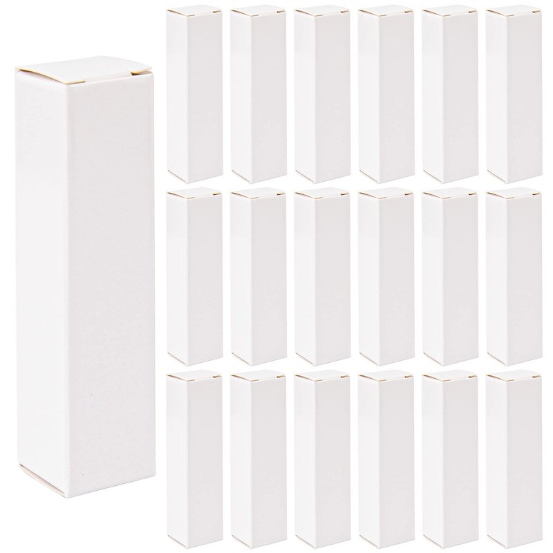 AUEAR, 50 Pack White Kraft Paper Lipstick Boxes Empty Lip Gross Box 3.35"x0.79"x0.79" Rectangle Balm Perfume Essence Oil Packaging Cases for DIY Gloss Gift