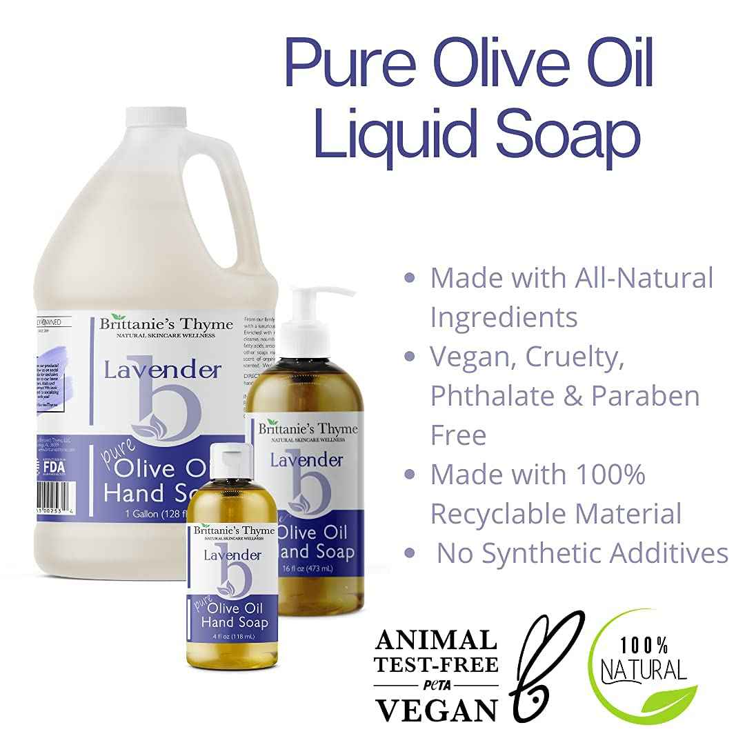 Brittanie’s Pure Castile Liquid Soap Refill, Lavender, 16 Ounce 3 Pack | Dish Soap, Hair & Body, Home, Gentle and Pure, Made with Natural Luxurious Oils, Vegan & Gluten Free Non-GMO