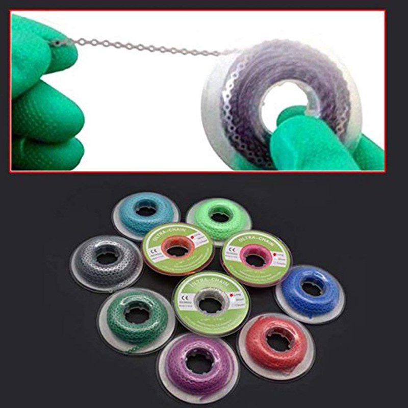 RZJZGZ 10 Pcs Dental Orthodontic Elastic Chain Power Chains Brace Orthodontic Spool Elastic Rubber Band(4.5M/PACK) (Long)