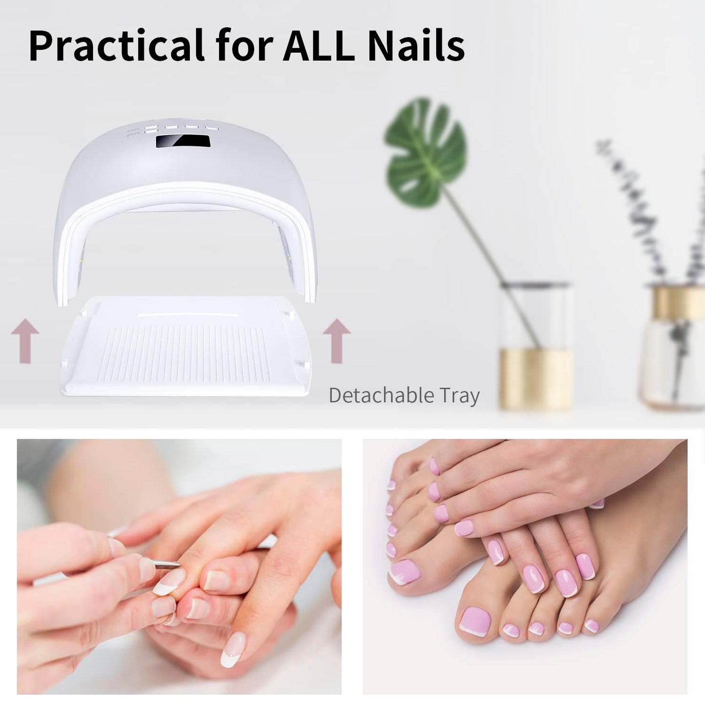 Ayshone 48W Rechargeable UV LED Nail Lamp,Cordless Professional Gel Nail Art Lights Manicure Tools for Home and Salon (White)