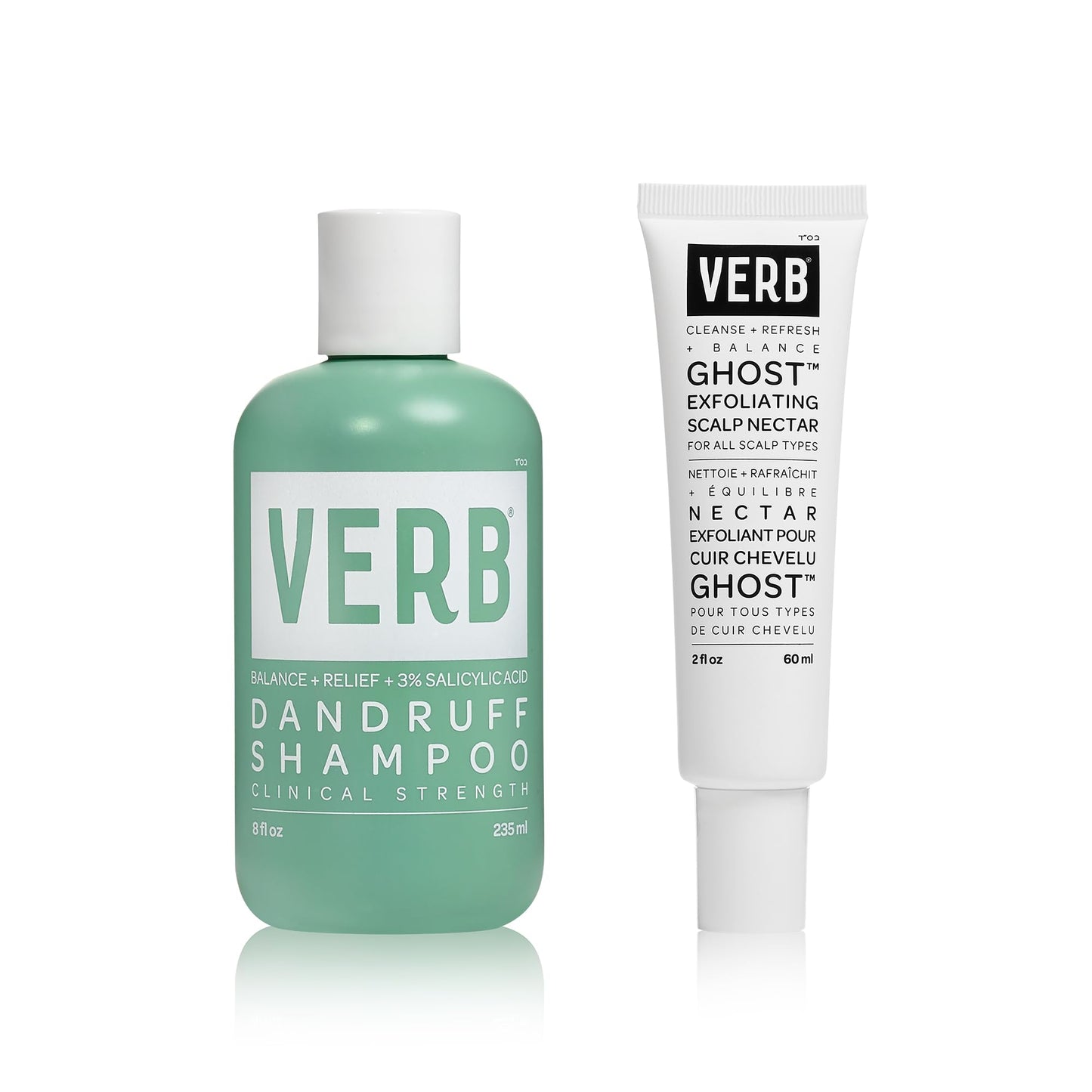 VERB® Scalp Care Bundle: Dandruff Shampoo, 8 fl oz + Ghost Scalp Exfoliating Nectar - Gently cleanse and remove dandruff and buildup for a clean, nourished scalp + moisturized hair