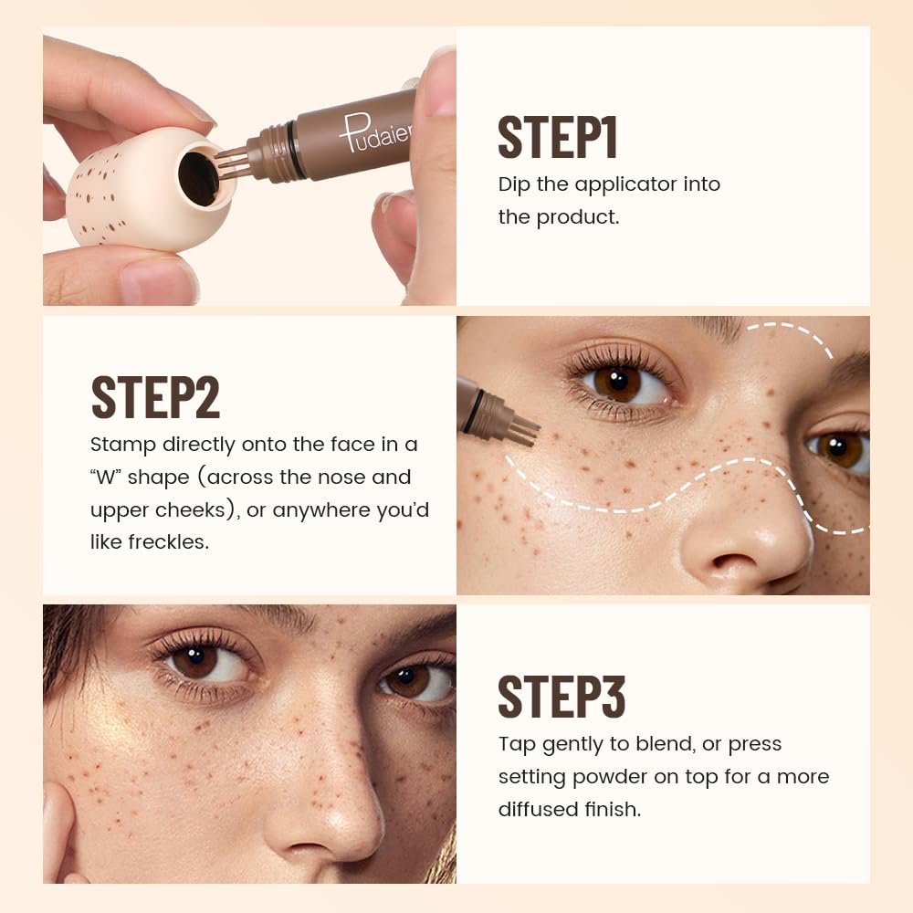 MINXUEYEN Freckle Stamp - Waterproof Faux Freckle Pen, Natural-Looking Lifelike Freckle Makeup, 5-Point Quick Dry Long-Lasting Magic Fake Freckles Marker for Sunkissed Makeup (04)