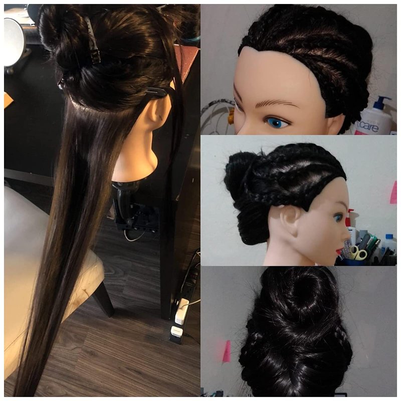 headdoll Mannequin Head Styling Mannequin Head for Hair Styling and Free Table Stand Training Head Manikin Cosmetology Doll Head with Long Fiber Hair Hairdresser Practice Head for Stylist
