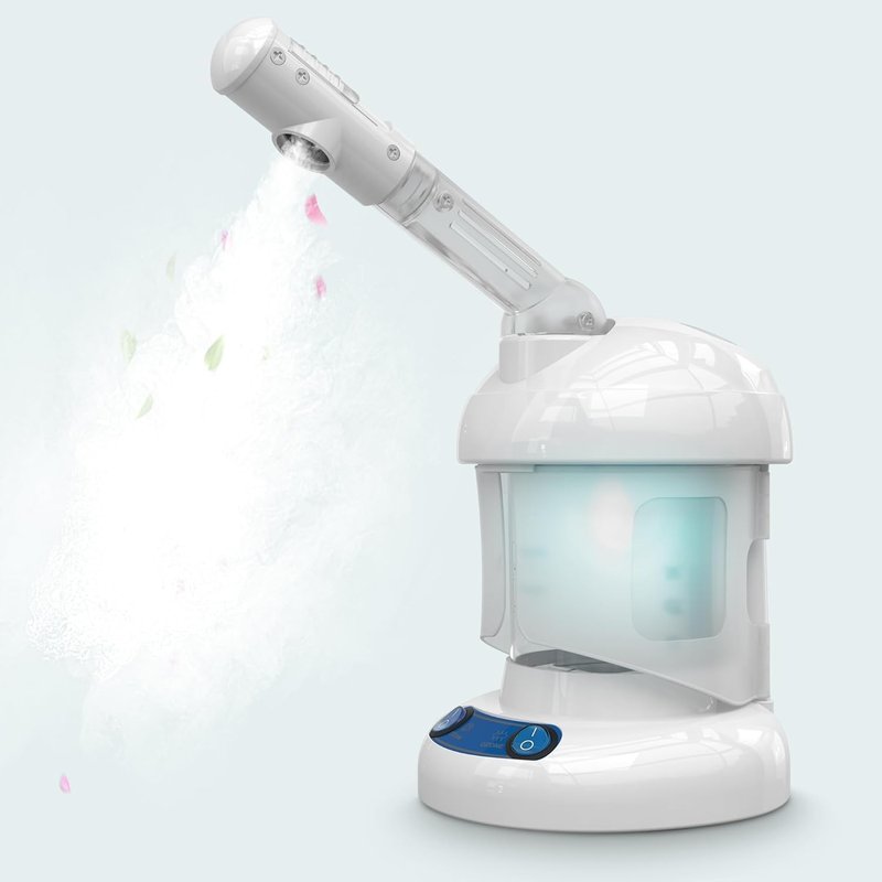 Nano Ionic Facial Steamer - 360° Rotatable Warm Mist Sprayer | Professional Deep Cleaning Humidifier (White)
