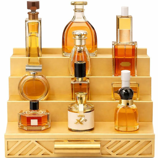 Cologne Organizer for Men - Drawers & Dresser Organizer Countertop - Perfume Holder Stand For Men Organizador De Perfumes - by NovaHavensNest (Black-4 Tier)