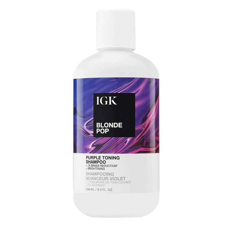 IGK BLONDE POP Purple Shampoo | Neutralizes Brass + Brightens Blonde | Toning Shampoo for Highlighted, Bleached & Color-Treated Hair | Vegan + Cruelty Free | 8 Oz