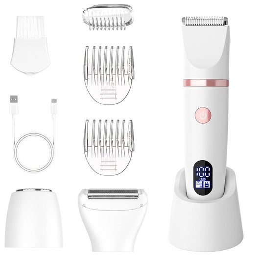 Zivelier 3-in-1 Electric Razor IPX7 Waterproof Bikini Trimmer Wet & Dry Use Painless Personal Trimmer Groomer for Ladies Face Body Legs Bikini Public Hairs Electric Lady Shaver with Replaceable Heads
