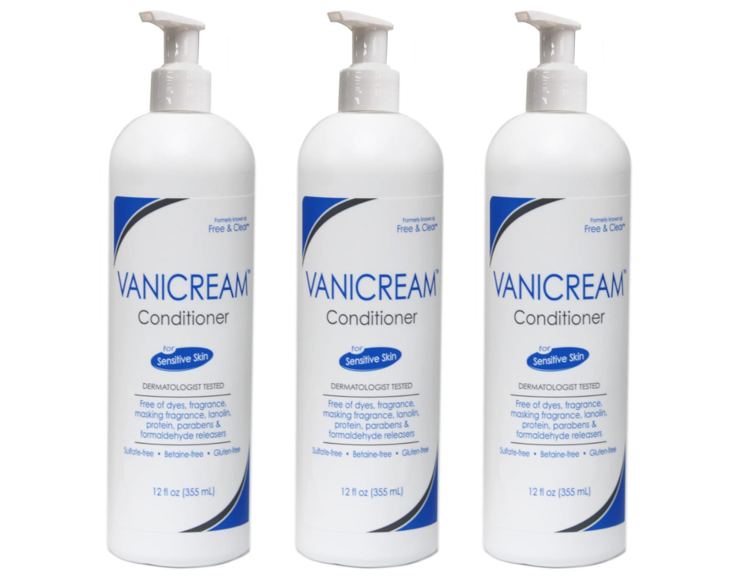 Vanicream Conditioner for Sensitive Skin, Free of Dyes, Fragrance, Lanolin, Parabens and Formaldehyde Releasers, Dermatologist Tested, 12 fl oz (Pack of 3)