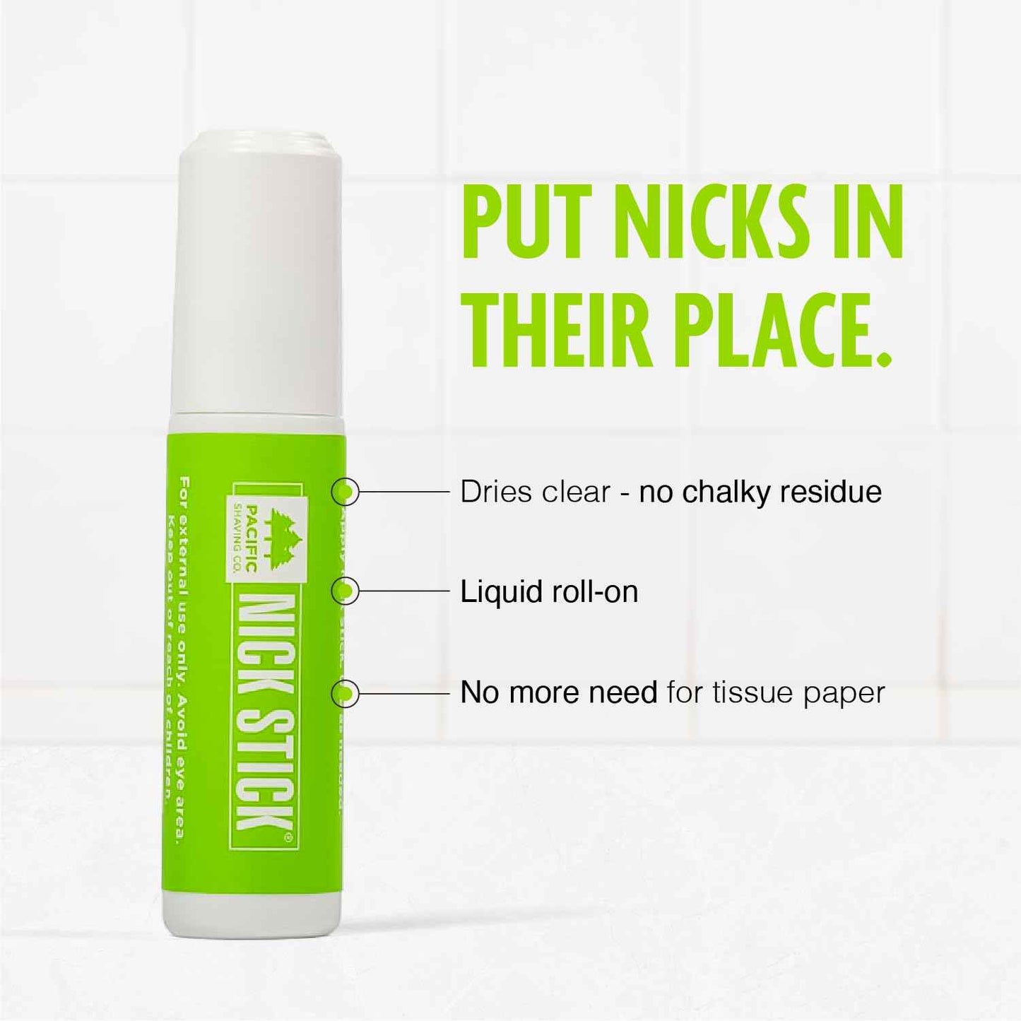 Pacific Shaving Company Nick Stick - A Shave Essential - Puts Nicks in Their Place - Liquid Roll-On Applicator, Dries Clear - With Vitamin E & Aloe Vera (0.25 Oz, 2 Pack)
