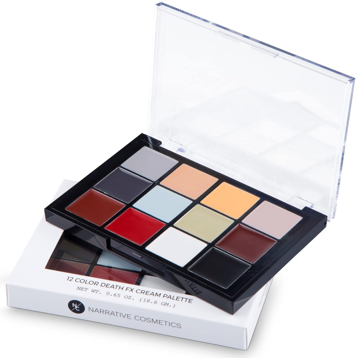 Narrative Cosmetics 12-Color Death FX Cream Palette - Waterproof Zombie & Undead SFX Makeup for Halloween, Cosplay | Quick-Drying Cream Colors