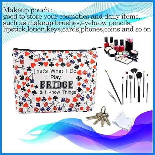 PXTIDY Lucky Bridge Casino Bag Gambler Bridge Players Gifts That What I Do I Play Bridge Gamble Travel Zipper Pouch Bridge Card Game Gift