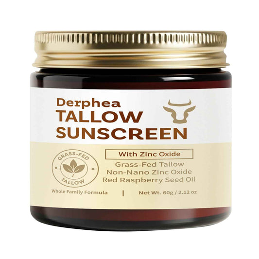 Derphea Natural Beef Tallow Sunscreen – SPF 50 Daily Sun Care for Extremely Sensitive, Acne-Prone & Kid-Safe Skin – Non-Toxic Sunblock with 22% Non-Nano Zinc Oxide, Clean Formula for Face & Body