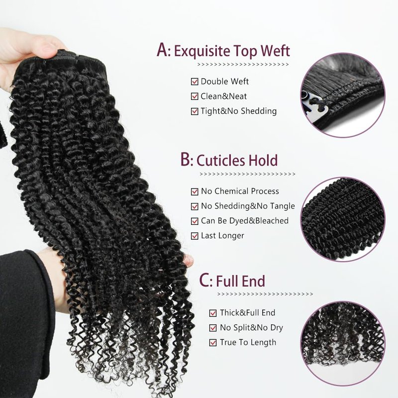 KRN Clip in Real Human Hair, 136g 8pcs Natural Black Hair Extensions Clip ins for Black Women Full And Thick Kinky Curly Clip in Human Hair Extensions 20 Clips Easy to Wear 14 Inch