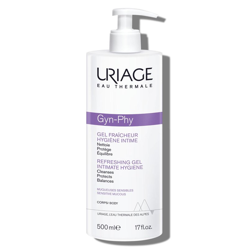 Uriage Gyn-Phy Intimate Wash Refreshing Gel Daily Hygiene For External Itimate Areas, Gently Cleanses & Respects Natural Balance, Foaming Gel, Floral Fragance, Tested Under Gynecological Control