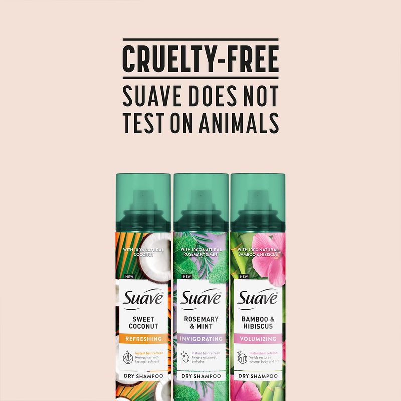 Suave Dry Shampoo Spray Variety 3-Pack – Invigorating Rosemary & Mint, Volumizing Bamboo & Hibiscus + Refreshing Sweet Coconut, 4.3 Oz Ea