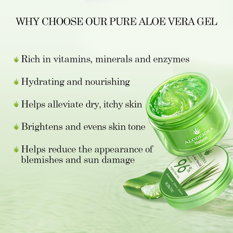 Aloe Vera Gel - 96% Pure Organic Aloe for Skin, Scalp & Hair | Soothing Hydrating Moisturizer, 7oz, 3-Pack