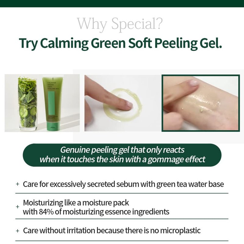 LAPALETTE Calming Green Soft Peeling Gel | Green Tea, Centella Asiatica Extract & Bamboo Sap | Exfoliating W. 84% Moisturizing Essence | Exfoliation Skin | Skin GreenTOX | KBeauty 3.38 fl.oz.