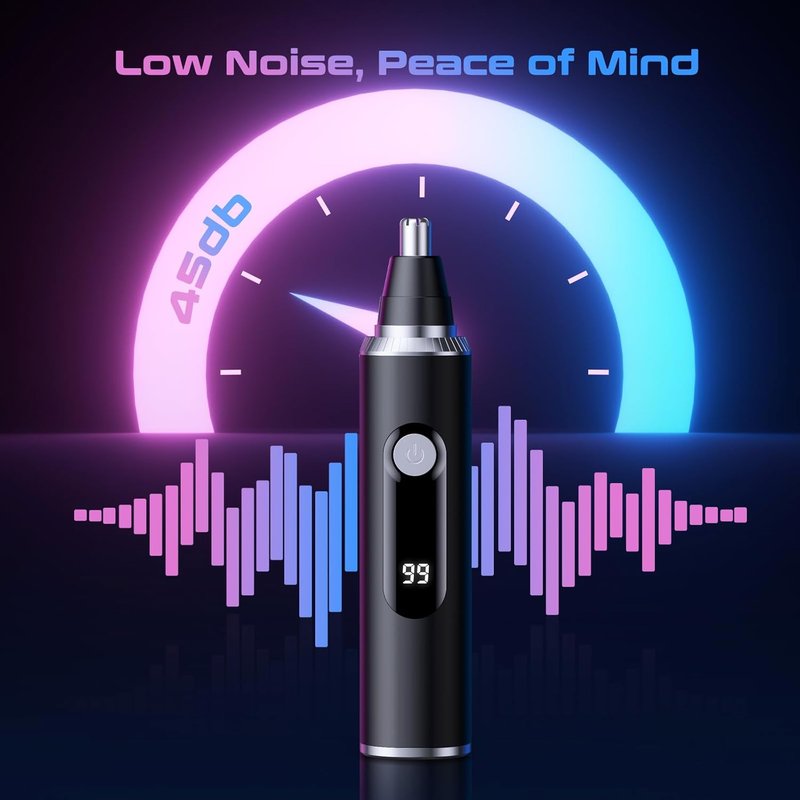 Nose Hair Trimmer - USB Rechargeable Clipper with LED Display | Dual-Edge Blades, Waterproof, Painless Ear & Eyebrow Trimmer