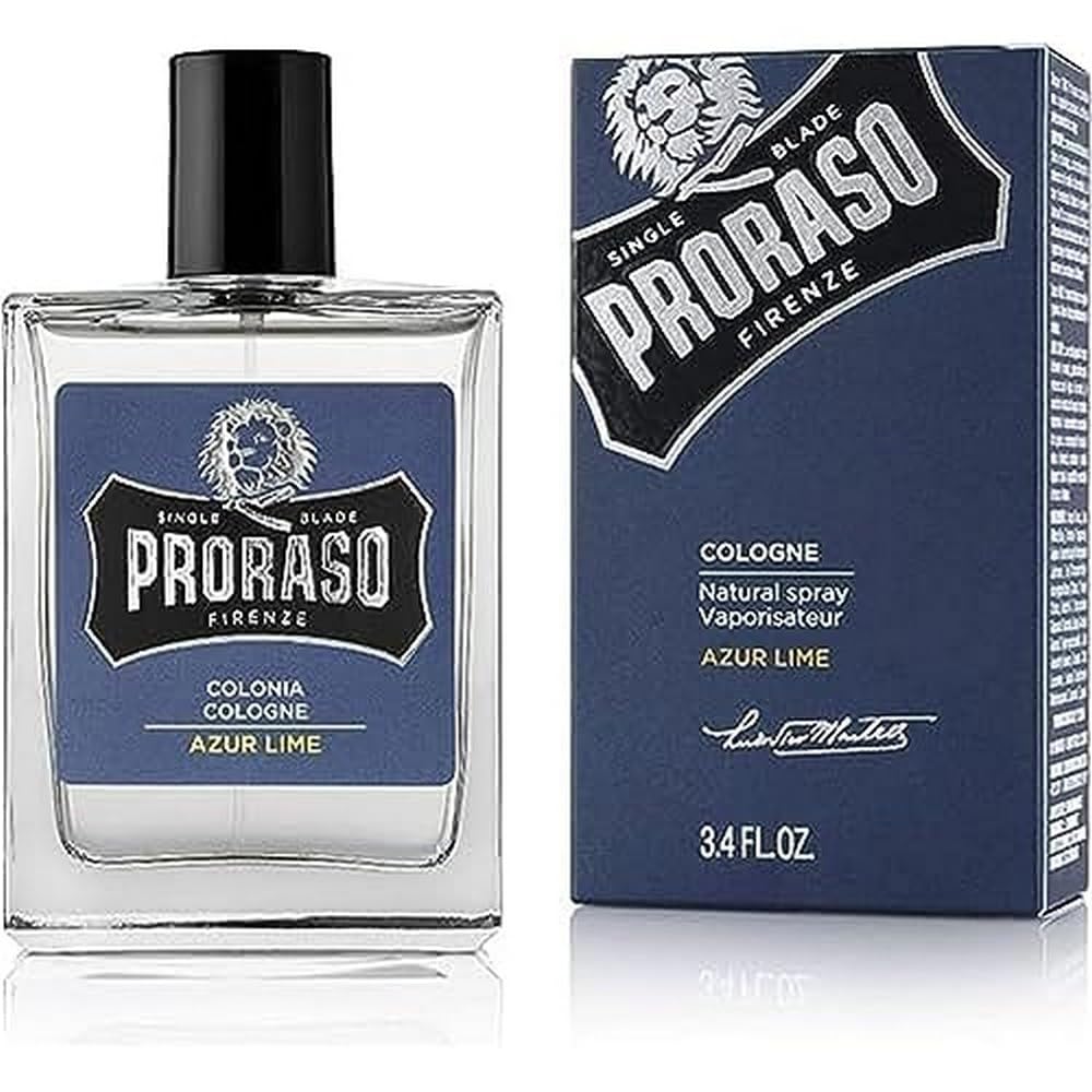 Proraso Azur Lime Cologne - Fresh Citrus Eau de Cologne for Men | Mint, Lemon, Orange & Musk - 3.4oz