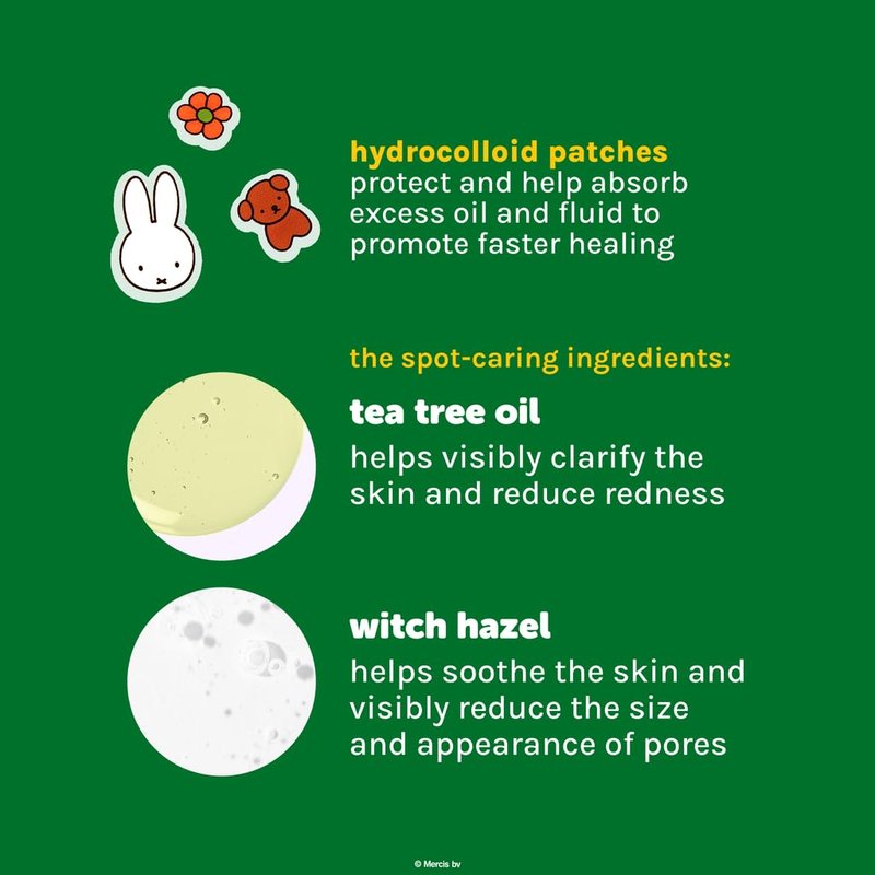 The Crème Shop Miffy Clear As Day! , Korean Hydrocolloid Spot Blemish Patches, Infused with Tea Tree and Witch Hazel to help conceal blemishes and absorb excess oil- (Pack Of 2)
