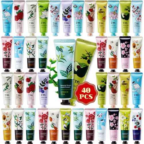 40Pack Hand Cream,Mini Hand Lotion for Dry Cracked Hands,Hand Cream Gift Set for Women,Moisturizing Hand Care Cream Stocking Stuffers Gift Set,Natural Plant Fragrance Hand Cream Travel Size