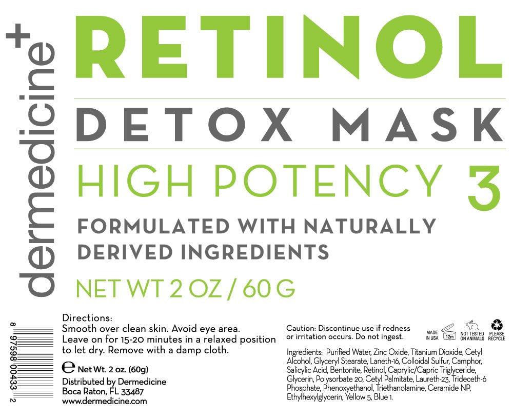 Retinol Detox High Potency Mask Blend for Face | Natural & Organic Botanical Plant Extracts | Clarifying & Soothing for Skin that Looks Clearer, Feels Smoother, Oil Control Rinse Off Mask