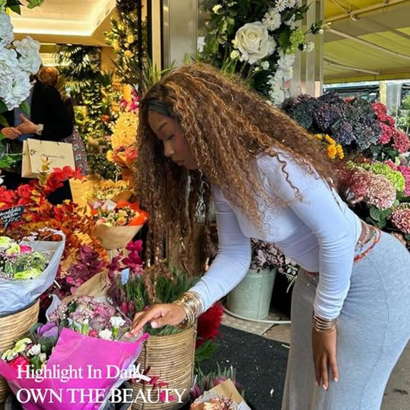 ALHER Honey Blonde Highlight Water Wave Bundles 28 Inch P4/27 Ombre Single Bundles Wet and Wavy Bundles Human Hair Highlight Brown Color 12A 100% Brazilian Virgin Remy Hair for Black Women Soft Thick