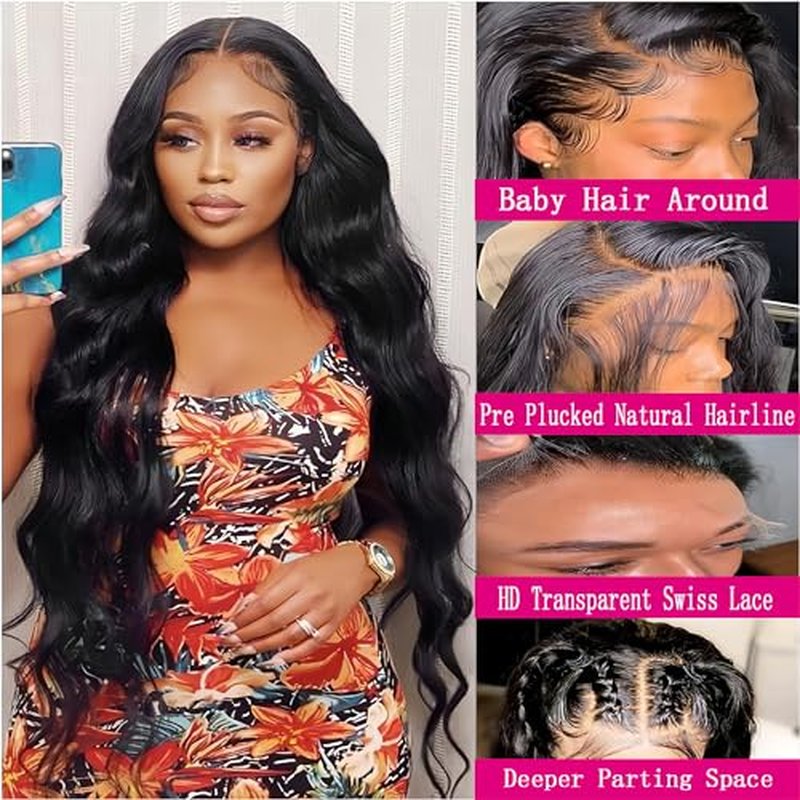 24 Inch 13x4 Lace Front Wigs Human Hair Body Wave Lace Front Wigs Human Hair Pre Plucked 13x4 Hd Lace Frontal Wigs Hd Lace Front Wigs for Black Women 180% Density